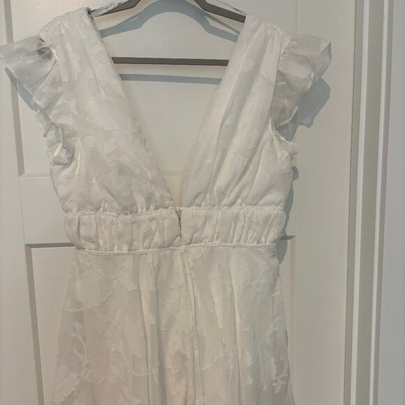 Lulus Pants - Lulus All About The Flowers White Burnout Floral Ruffled Romper, Large